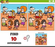 differences activity with funny cartoon people vector