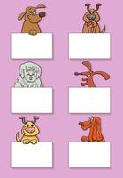 cartoon dogs and puppies with cards design set vector