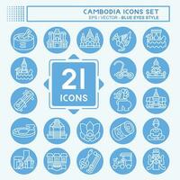 Icon Set Cambodia. related to Holiday symbol. blue eyes style. simple design editable. simple illustration vector