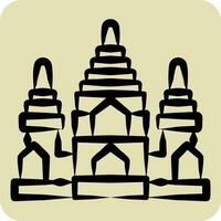 Icon Angkor Wat. related to Cambodia symbol. hand drawn style. simple design editable. simple illustration vector
