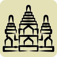 Icon Angkor Wat. related to Cambodia symbol. hand drawn style. simple design editable. simple illustration vector