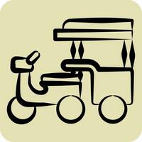 Icon Tuk Tuk. related to Cambodia symbol. hand drawn style. simple design editable. simple illustration vector