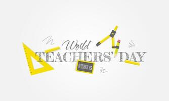 Happy World Teachers' Day with various educational elements vector