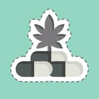 Sticker line cut CBD Capsules. related to Cannabis symbol. simple design editable. simple illustration vector