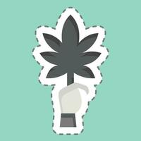 Sticker line cut Cannabis. related to Cannabis symbol. simple design editable. simple illustration vector