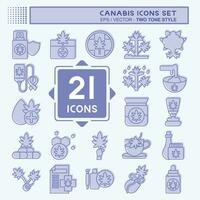 Icon Set Cannabis. related to Cannabis symbol. two tone style. simple design editable. simple illustration vector