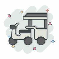 Icon Tuk Tuk. related to Cambodia symbol. comic style. simple design editable. simple illustration vector