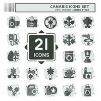 Icon Set Cannabis. related to Cannabis symbol. comic style. simple design editable. simple illustration vector