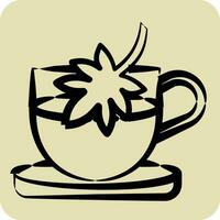 Icon Cannabis Tea. related to Cannabis symbol. hand drawn style. simple design editable. simple illustration vector