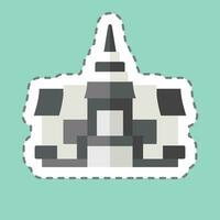 Sticker line cut Pagoda. related to Cambodia symbol. simple design editable. simple illustration vector