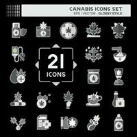 Icon Set Cannabis. related to Cannabis symbol. glossy style. simple design editable. simple illustration vector