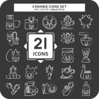 Icon Set Cannabis. related to Cannabis symbol. chalk Style. simple design editable. simple illustration vector