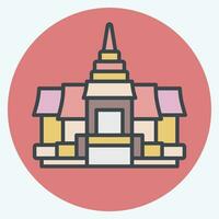 Icon Pagoda. related to Cambodia symbol. color mate style. simple design editable. simple illustration vector