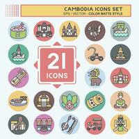 icono conjunto Camboya. relacionado a fiesta símbolo. color compañero estilo. sencillo diseño editable. sencillo ilustración vector