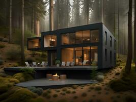 modern house in the forest photo