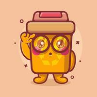 genius recycle bin character mascot think expression isolated cartoon in flat style design vector