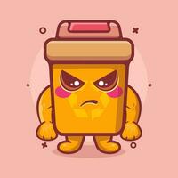 serious recycle bin character mascot angry expression isolated cartoon in flat style design vector