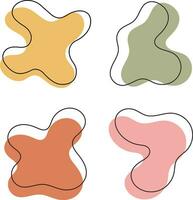 Amoeba Blob with Colorful Doodle Design. Vector Icon Set