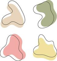 Amoeba Blob with Colorful Doodle Design. Vector Icon Set