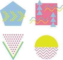 Colorful Memphis Shape Set. Simple Design. Isolated Vector