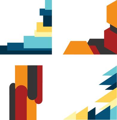 Geometric Corner Shape with Abstract Decoration. Vector Illustration