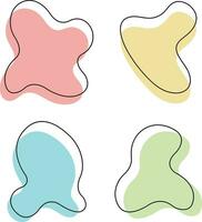 Amoeba Blob with Colorful Doodle Design. Vector Icon Set