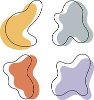 Amoeba Blob with Colorful Doodle Design. Vector Icon Set