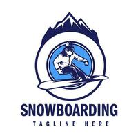 Snowboarding logo design vector illustration