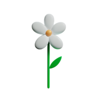 white flower 3d rendering icon illustration png