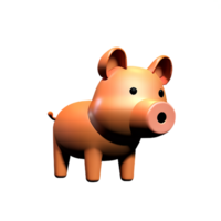 pig 3d rendering icon illustration png