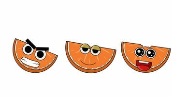 animation of cute orange slice characters moving video
