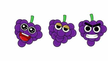 cute grape emoticon animation video