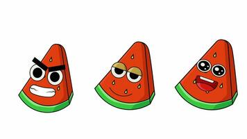 geanimeerd schattig watermeloen karakter dat beweegt video