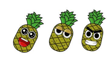 carino ananas emoticon animazione video