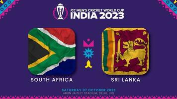 söder afrika mot sri lanka match i icc herr- cricket världscupen Indien 2023, intro video, 3d tolkning video