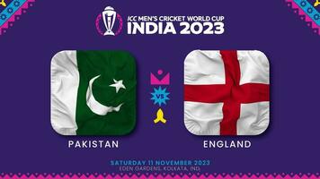 Pakistán vs Inglaterra partido en icc de los hombres Grillo Copa Mundial India 2023, introducción video, 3d representación video