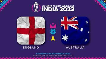 Inglaterra vs Australia partido en icc de los hombres Grillo Copa Mundial India 2023, introducción video, 3d representación video