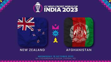Novo zelândia vs Afeganistão Combine dentro cc masculino Grilo Copa do Mundo Índia 2023, introdução vídeo, 3d Renderização video