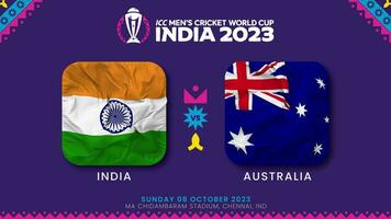 Índia vs Austrália Combine dentro cc masculino Grilo Copa do Mundo Índia 2023, introdução vídeo, 3d Renderização video