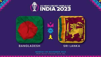 Bangladesh vs sri lanka bij elkaar passen in icc Mannen krekel wereldbeker Indië 2023, intro video, 3d renderen video