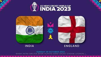 India vs Inglaterra partido en icc de los hombres Grillo Copa Mundial India 2023, introducción video, 3d representación video