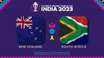 New Zealand vs South Africa Match in ICC Men's Cricket Worldcup India 2023, Intro Video, 3D Rendering video