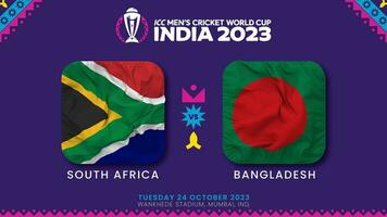 sur África Bangladesh partido en icc de los hombres Grillo Copa Mundial India 2023, introducción video, 3d representación video