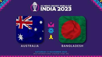 Australia vs bangladesh incontro nel icc Uomini cricket Coppa del Mondo India 2023, intro video, 3d interpretazione video