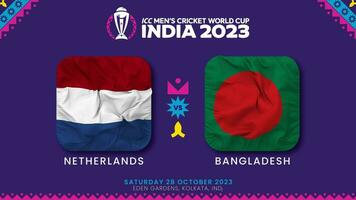 Olanda vs bangladesh incontro nel icc Uomini cricket Coppa del Mondo India 2023, intro video, 3d interpretazione video