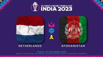 Holanda vs Afganistán partido en icc de los hombres Grillo Copa Mundial India 2023, introducción video, 3d representación video