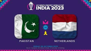 Pakistan contre Pays-Bas rencontre dans CCI Pour des hommes criquet Coupe du monde Inde 2023, intro vidéo, 3d le rendu video