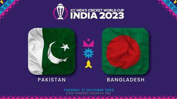Pakistan vs Bangladesh bij elkaar passen in icc Mannen krekel wereldbeker Indië 2023, intro video, 3d renderen video