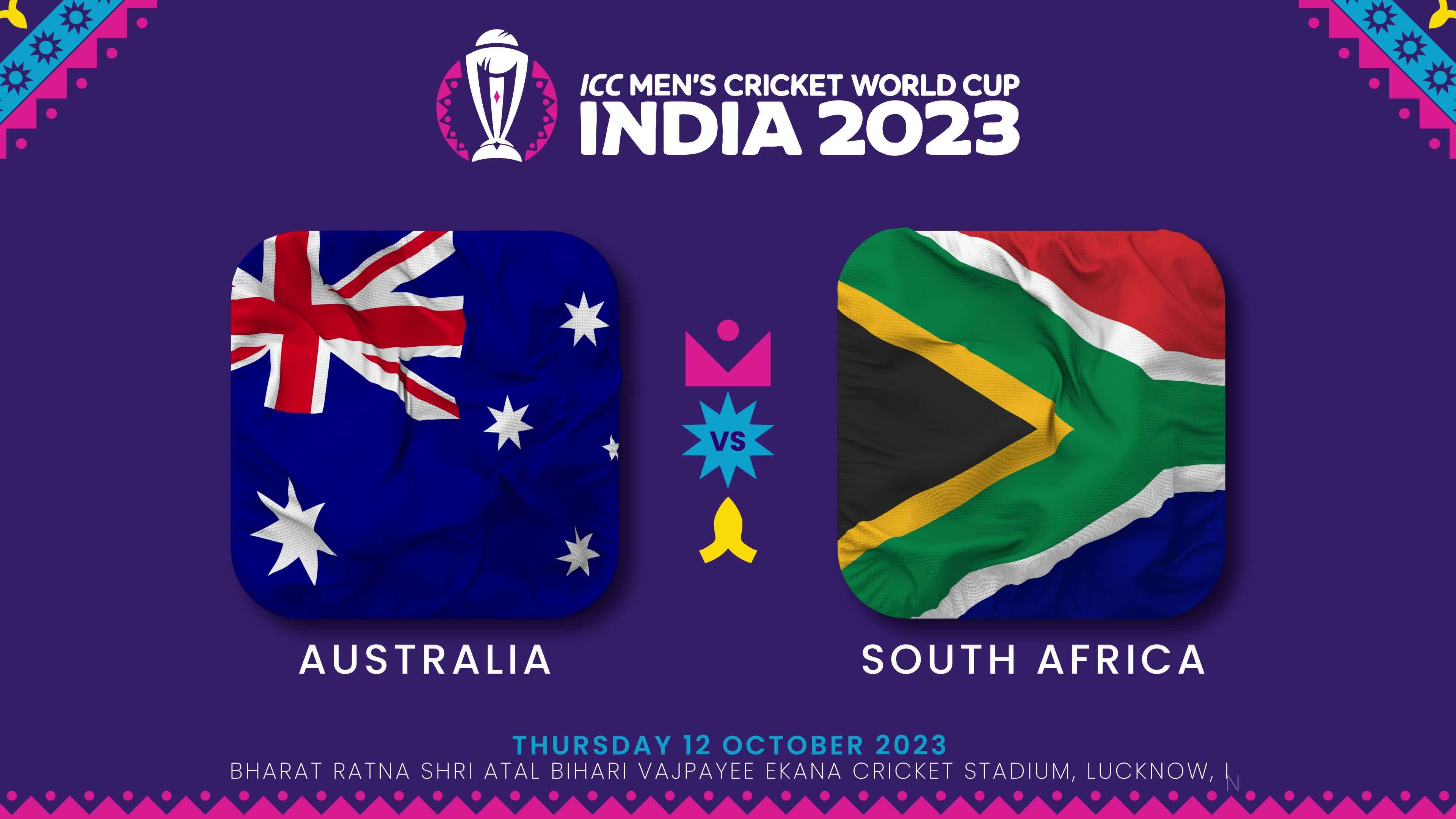 Australia vs South Africa Match in ICC Mens Cricket Worldcup India 2023, Intro Video, 3D Rendering 28603758 Stock Video at Vecteezy