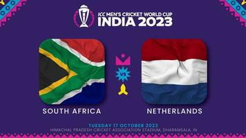 sur África vs Holanda partido en icc de los hombres Grillo Copa Mundial India 2023, introducción video, 3d representación video